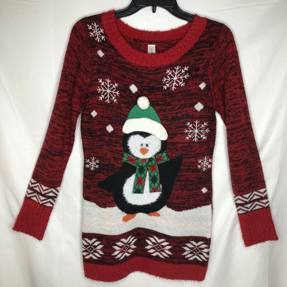 Woman Ugly Christmas Penguin Sweater Small 3-5